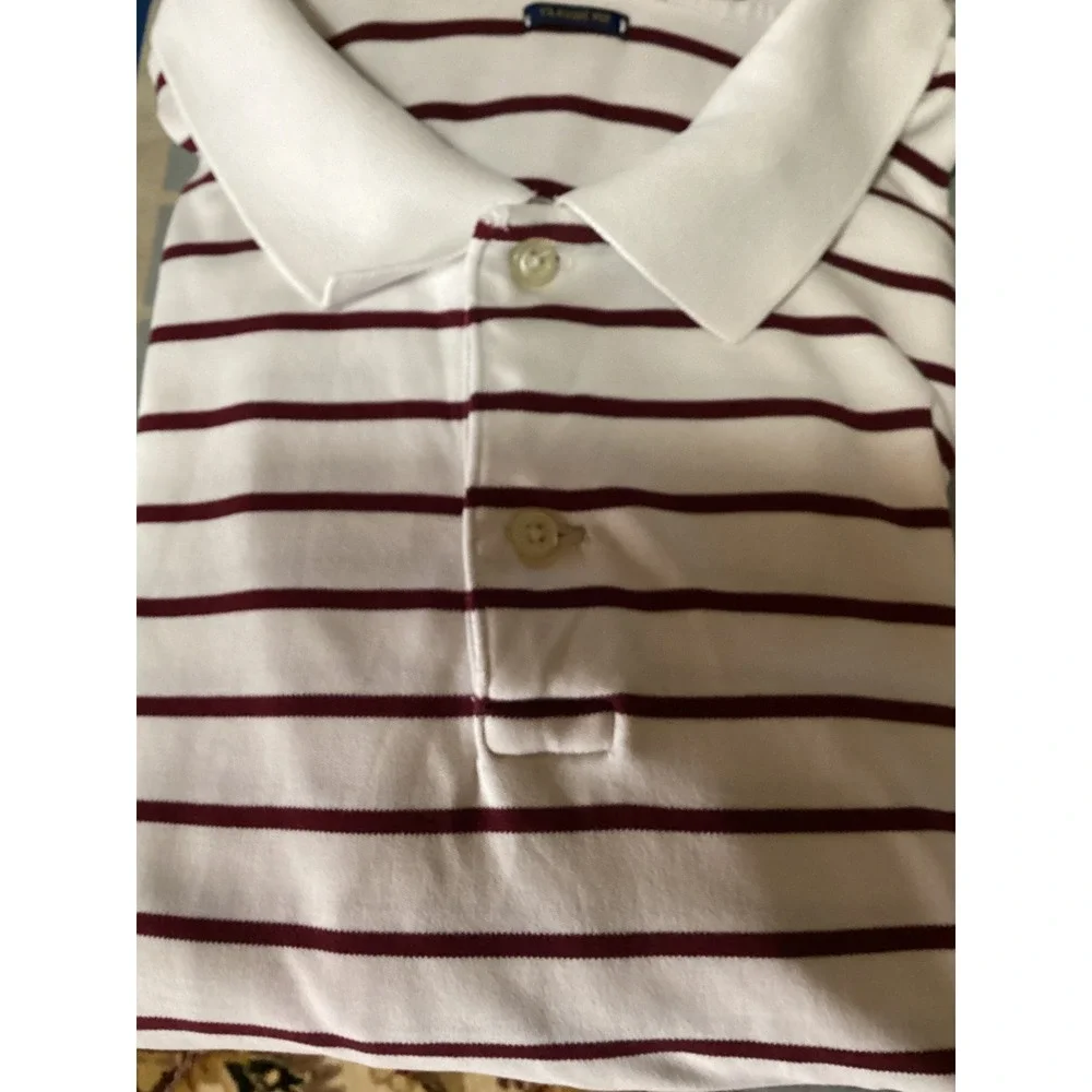 Polo Ralph Lauren Polo Shirt Mens XXL White Burgundy Stripe Short Sleeve Classic